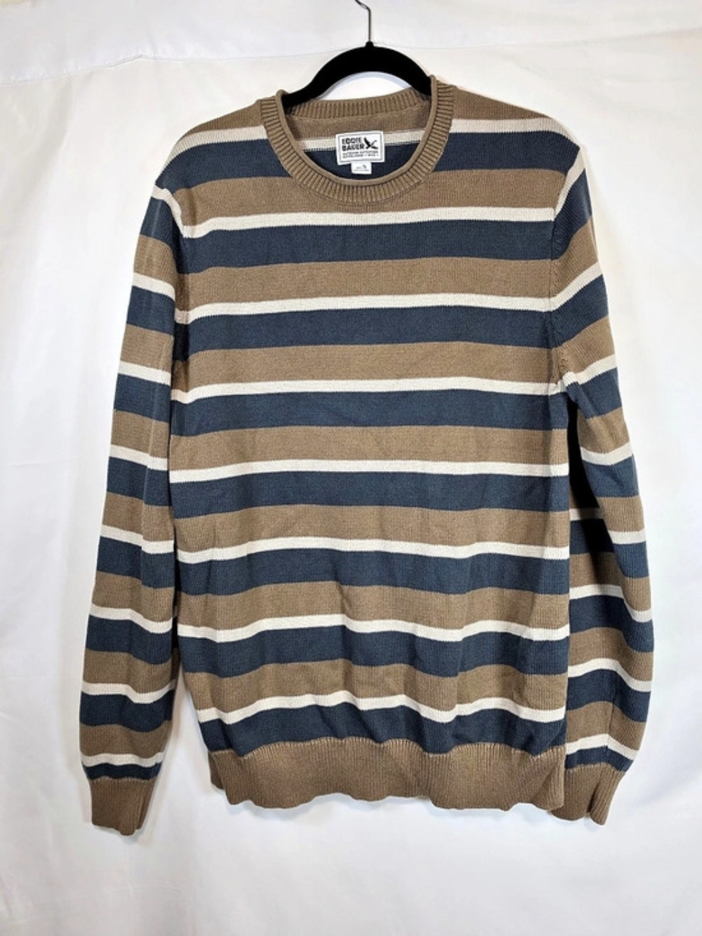 Eddie Bauer Men's Striped Cotton Nylon Crewneck Size Large